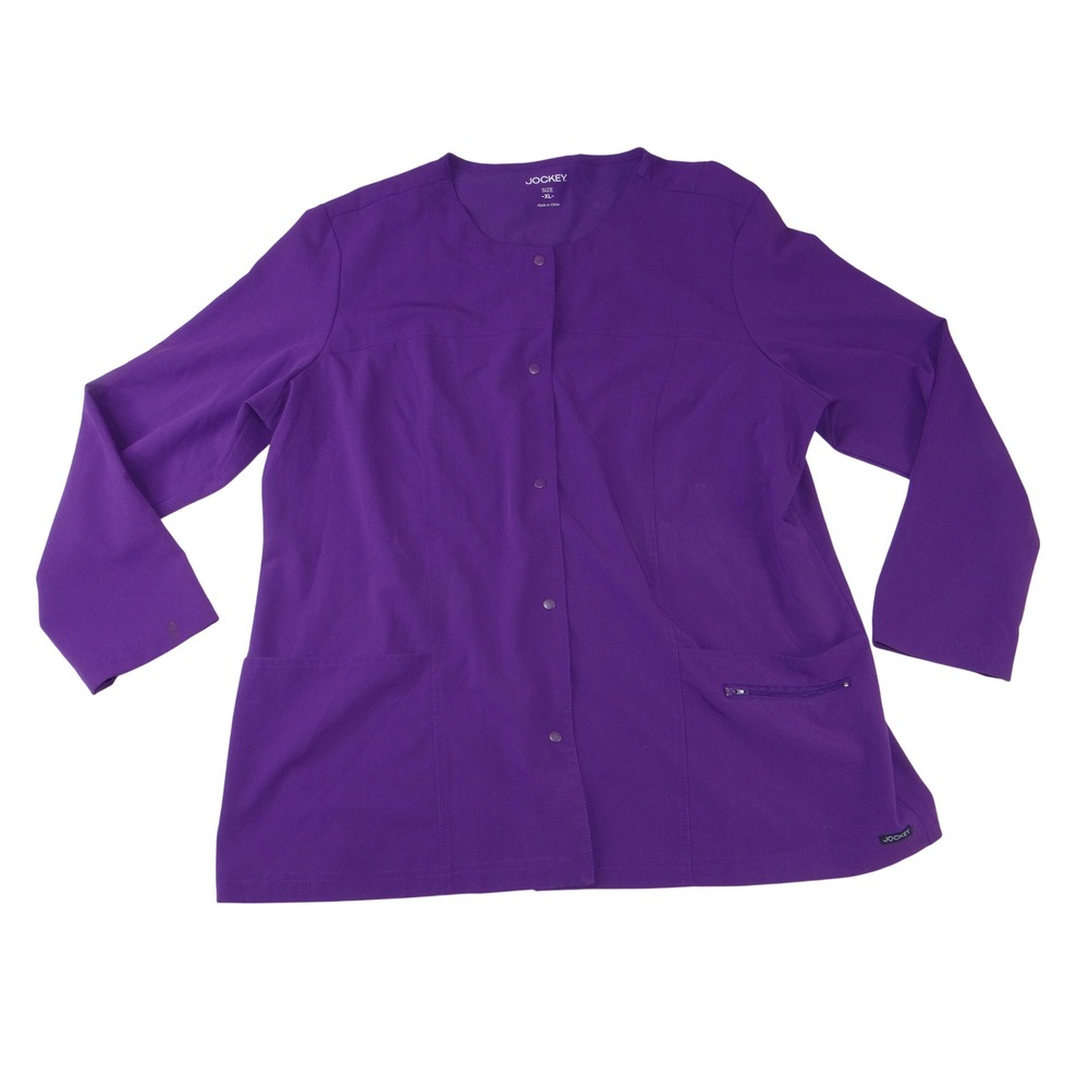 Jockey Womens XL Purple Snap Front Long Sleeve Medical Scrub Jacket 3845